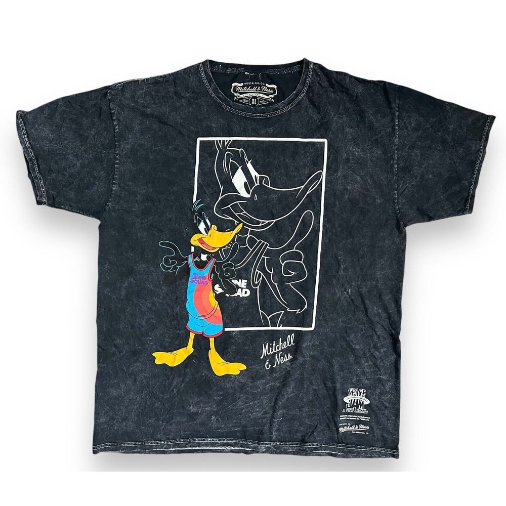 Mitchell & Ness Space Jam Mens Black‎ Daffy Duck Tie Dye Shirt Size XL